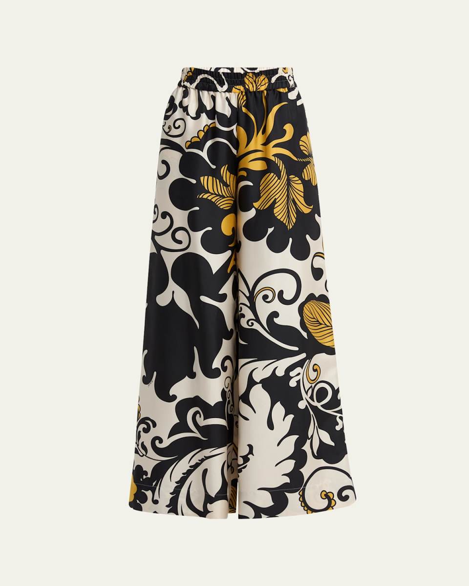 Marea-Print Wide-Leg Pull-On Palazzo Pants